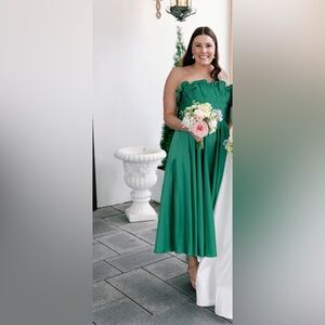 AMUR Giada Pleated Dress in Green Grass size 10